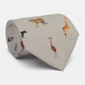 Jungle Safari Animals Pattern Grey Neck Tie ネクタイ (ロール)