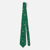 Jungle Safari Animals Pattern Kelly Green Neck Tie ネクタイ (正面)