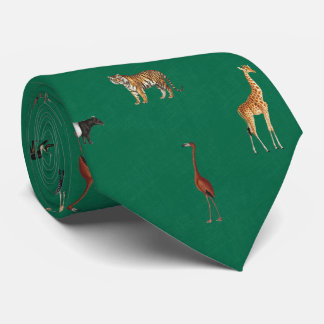 Jungle Safari Animals Pattern Kelly Green Neck Tie ネクタイ