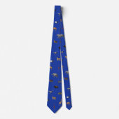 Jungle Safari Animals Pattern Royal Blue Neck Tie ネクタイ (正面)