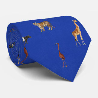 Jungle Safari Animals Pattern Royal Blue Neck Tie ネクタイ