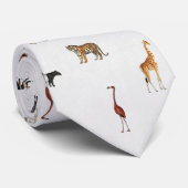 Jungle Safari Animals Pattern Stone White Neck Tie ネクタイ (ロール)