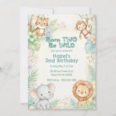 Jungle Safari Animals Two Wild Second Birthday  招待状 (正面)