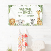 Jungle Safari Animals Welcome Birthday Banner 横断幕 (インサイチュ)