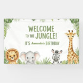Jungle Safari Animals Welcome Birthday Banner 横断幕 (横)