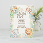 Jungle Safari Animals Wild Five 5th Birthday  招待状 (スタンド正面)
