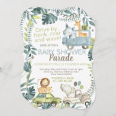Jungle Safari Baby Shower Parade 招待状 (正面/裏面)