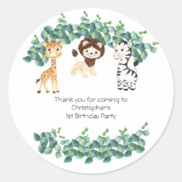 Jungle Safari Boys 1st Birthday  ラウンドシール
