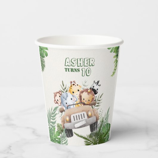 Jungle Safari Double-Sided Design with Custom Name 紙コップ (裏面)