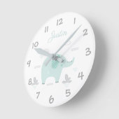 Jungle Safari Elephant Kids/Nursery Wall Clock ラウンド壁時計 (傾斜)