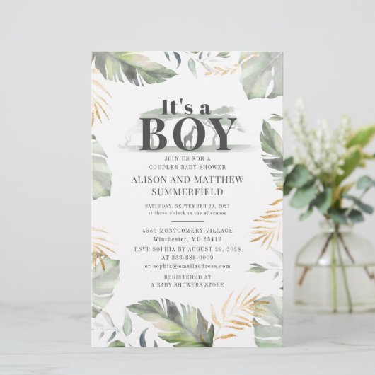 Jungle Safari Giraffe Botanical Baby Shower 便箋 (スタンド正面)