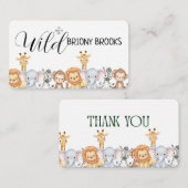 Jungle Safari "It's About To Get Wild" Baby Shower エンクロージャーカード (正面/裏面)