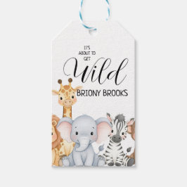 Jungle Safari "It's About To Get Wild" Baby Shower ギフトタグ