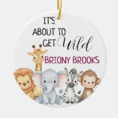 Jungle Safari "It's About To Get Wild" Baby Shower セラミックオーナメント (正面)