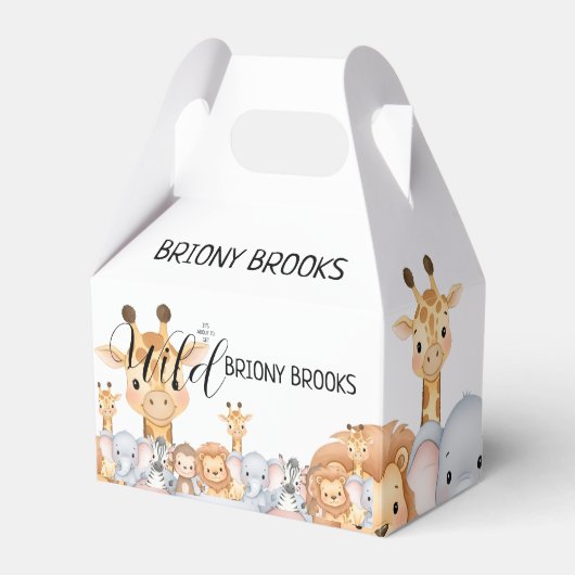 Jungle Safari "It's About To Get Wild" Baby Shower フェイバーボックス (正面サイド)
