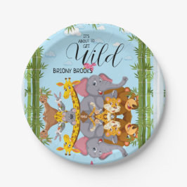 Jungle Safari "It's About To Get Wild" Baby Shower ペーパープレート