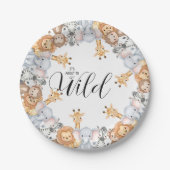 Jungle Safari "It's About To Get Wild" Baby Shower ペーパープレート (正面)