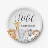 Jungle Safari "It's About To Get Wild" Baby Shower ペーパープレート (正面)