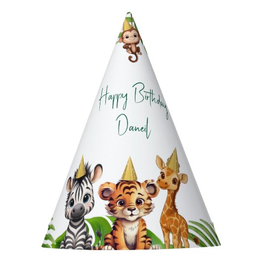 🎉 Jungle Safari Kids Birthday Party Hats パーティーハット (正面)