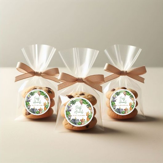 Jungle Safari Kids Birthday Party Stickers ラウンドシール