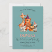 Jungle Safari Wild Animals Birthday 招待状 (正面)