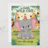 Jungle Safari Wild One boy 1st Birthday  招待状 (正面)