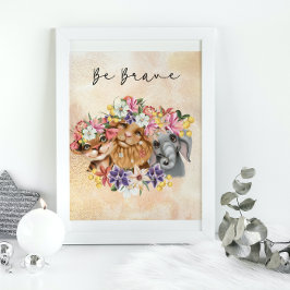 Jungle Safari wildone baby shower watercolor  Gold ポスター