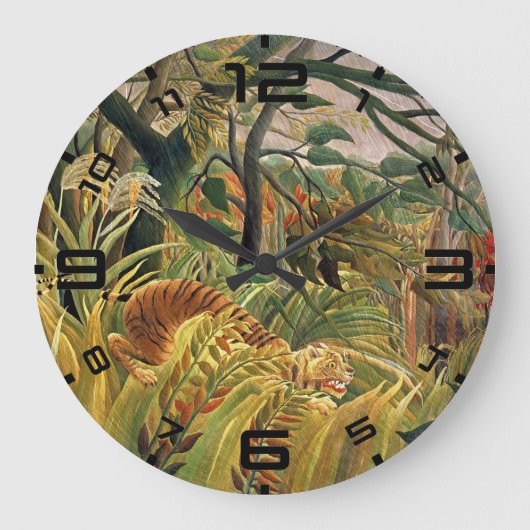Jungle Storm Tiger Art Clock ラージ壁時計 (正面)