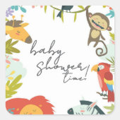 Jungle Wildlife Baby Shower スクエアシール (正面)