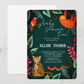 Jungle Wildlife Baby Shower 招待状 (正面/裏面)