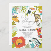 Jungle Wildlife Baby Shower 招待状 (正面/裏面)