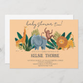 Jungle Wildlife Baby Shower 招待状 (正面/裏面)