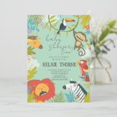 Jungle Wildlife Baby Shower 招待状 (スタンド正面)