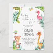 Jungle Wildlife Baby Shower 招待状 (正面)