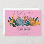 Jungle Wildlife Baby Shower 招待状 (正面/裏面)