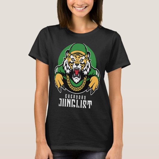 JunglistドラムとベースEDM DnB Tiger Tシャツ (正面)