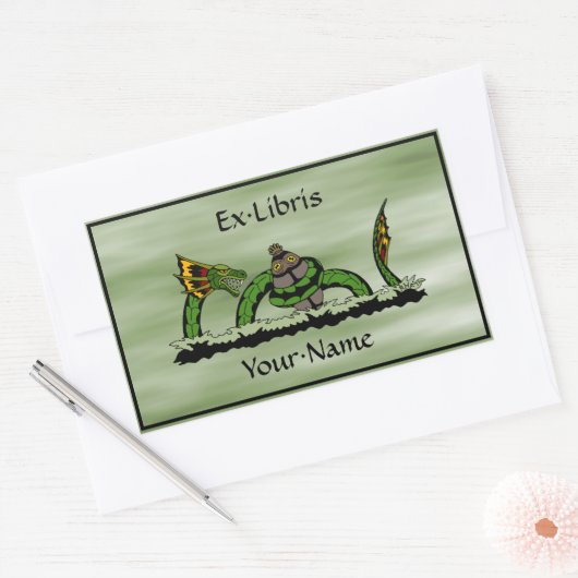 Jungunキャッチaキビブ蔵書票 長方形シール (封筒)