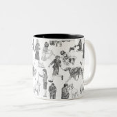 JUNIORハンドラドッグショーブラックトイルw/名前をカスタムする ツートーンマグカップ (正面右)