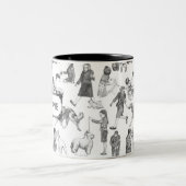 JUNIORハンドラドッグショーブラックトイルw/名前をカスタムする ツートーンマグカップ (中央)