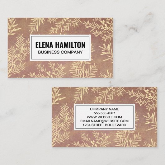 Juniper Branchesテクスチャ背景 名刺 (正面/裏面)