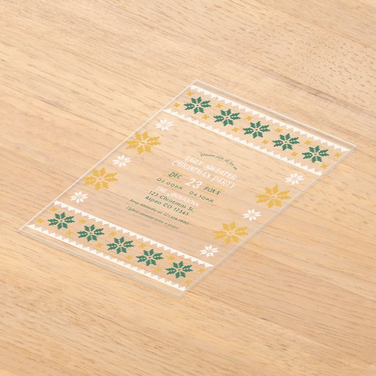 Juniper Glow Ugly Sweater Christmas Party アクリル招待状 (レイダウン)