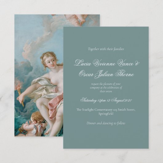 Juniper Rococo Wedding Invitation | Venus Fine Art 出欠カード (正面/裏面)