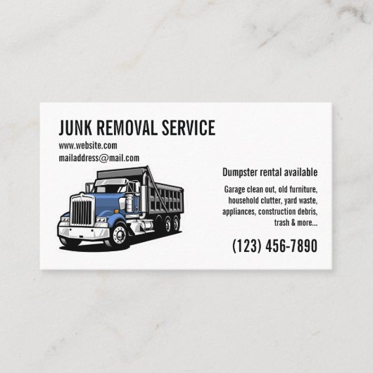 JUNK GARBAGE REMOVAL SERVICES HAULING 名刺 (正面)