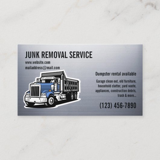 JUNK GARBAGE REMOVAL SERVICES HAULING SILVER 名刺 (正面)