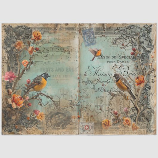 Junk Journal Birds and Eggs 薄葉紙 (正面)
