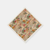 Junk Journal Seite mit Blumen + Vögel - スタンダードカクテルナプキン (角)