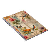 Junk Journal Seite mit Blumen + Vögel -  ノートブック (右側)