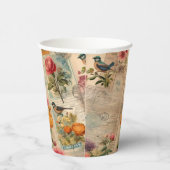 Junk Journal Seite mit Blumen + Vögel -  紙コップ (右)