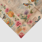 Junk Journal Seite mit Blumen + Vögel -  薄葉紙 (詳細)