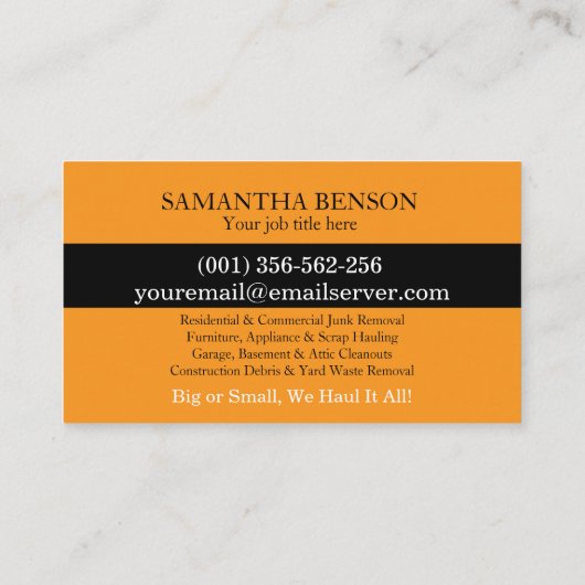 Junk Removal & Hauling 名刺 (裏面)